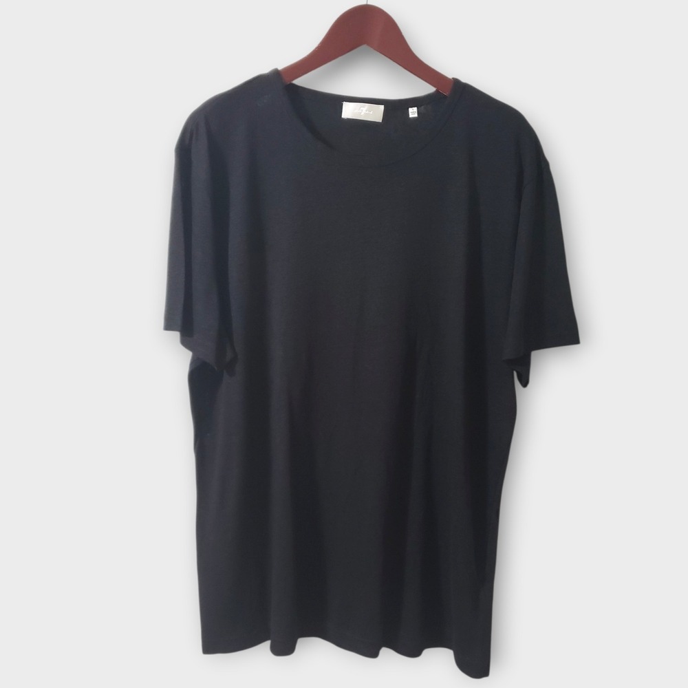 7 For All Mankind Mens Black 100% Linen Short Sleeve T-Shirt Size L AM4916N140